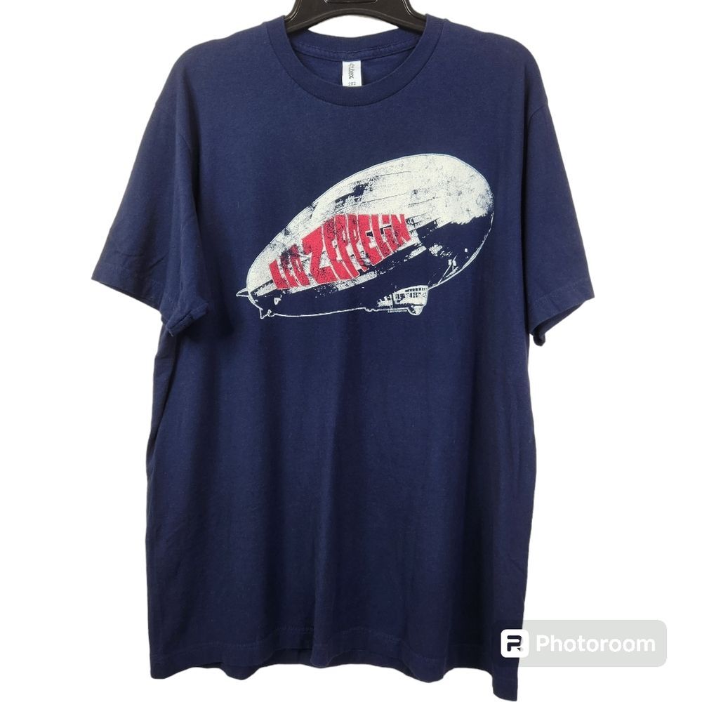 Led Zeppelin Spellout Short Sleeve Double Sided Zeppelin and Union Jack Tee L
